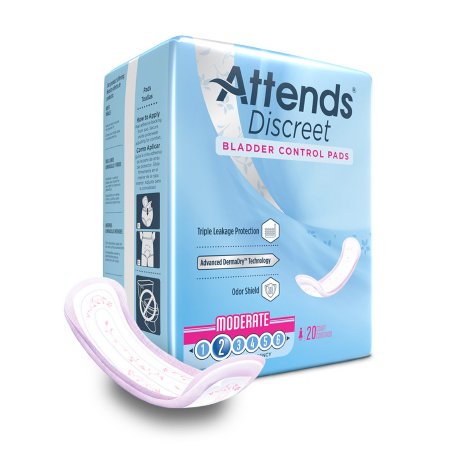 Attends Healthcare Products Bladder Control Pad Attends® Discreet 10-1/2 Inch Length Moderate Absorbency Polymer Core One Size Fits Most Adult Female Disposable - M-1039118-2354 - Case of 200