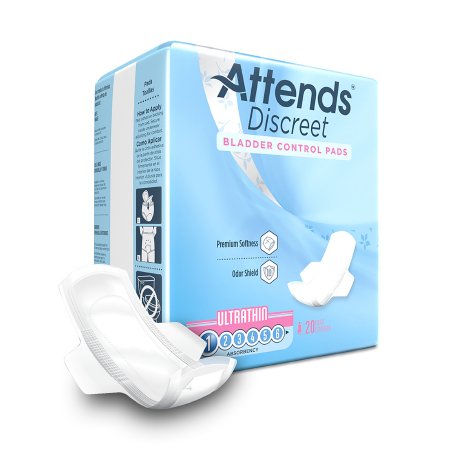 Attends Healthcare Products Bladder Control Pad Attends® Discreet Ultra Thin 9 Inch Length Light Absorbency Polymer Core One Size Fits Most Adult Female Disposable - M-1039119-3533 - Case of 480