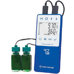 Cole-Parmer Inst. Datalogging Refrigerator / Freezer Thermometer with Alarm Digi-Sense™ Fahrenheit / Celsius -58° to +140° (-50° to +60°C) 2 Bottle Probes Multiple Mounting Options Battery Operated