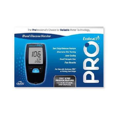 Omnis Health Blood Glucose Meter Embrace® 5 Second Results Stores Up To 500 Results with Date and Time Auto Coding