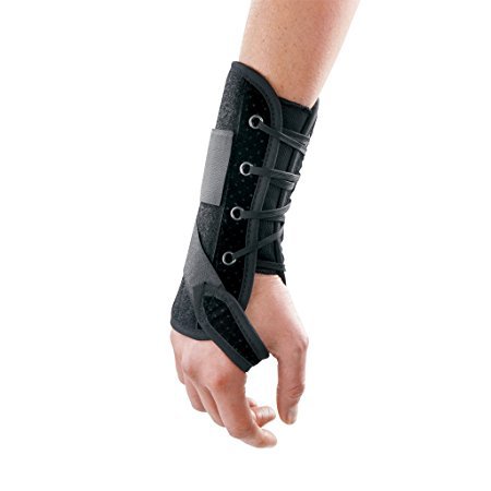 Breg Wrist Brace Breg® Wrist Lacer Aluminum / Felt / Suede Left Hand Black X-Large