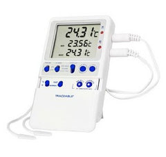 Cole-Parmer Inst. Digital Refrigerator / Freezer Thermometer with Alarm Traceable® Fahrenheit / Celsius -58° to +158°F (-50° to +70°C) 2 Bullet Probes Multiple Mounting Options Battery Operated