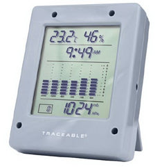 Cole-Parmer Inst. Digital Barometer / Thermometer / Hygrometer Traceable® Fahrenheit / Celsius 32° to 131°F (0° to 55°C) Flip-out Stand Battery Operated