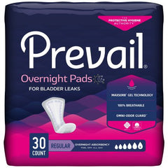 First Quality Bladder Control Pad Prevail® Daily Pads Overnight 16 Inch Length Heavy Absorbency Polymer Core One Size Fits Most Adult Female Disposable - M-1041815-3127 - Case of 120