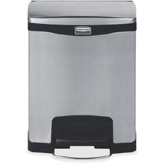 RJ Schinner Co Trash Can Rubbermaid® Slim Jim® 32 Quart Rectangular Silver / Black Stainless Steel Step On - M-1042205-2456 - Each