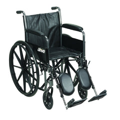 Drive Medical Wheelchair drive™ Silver Sport Full Length Arm Removable Arm Style Swing-Away Elevating Legrest Black Upholstery 16 Inch Seat Width 300 lbs. Weight Capacity