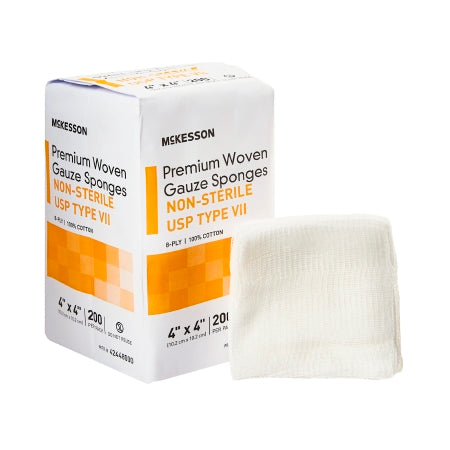 USP Type VII Gauze Sponge McKesson Cotton 8-Ply 4 X 4 Inch Square NonSterile