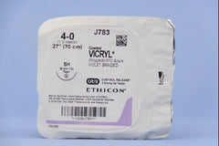 Suture with Needle Coated Vicryl Absorbable Coated Violet Suture Braided Polyglactin 910 Size 4 - 0 27 Inch Suture 1-Needle 26 mm Length 1/2 Circle Taper Point Needle