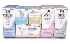 Suture with Needle Coated Vicryl Absorbable Coated Violet Suture Braided Polyglactin 910 Size 5 - 0 8 Inch Suture Double-Armed 8 mm Length 1/4 Circle Spatula Needle