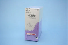 Suture with Needle Coated Vicryl Absorbable Coated Violet Suture Braided Polyglactin 910 Size 2 - 0 36 Inch Suture 1-Needle 36 mm Length 1/2 Circle Taper Point Needle