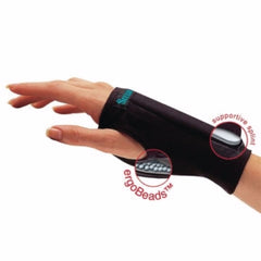 Patterson Medical Supply Wrist Brace with Thumb Support Smart Glove™ Standard Cotton / ergoBeads™ / Lycra® / Plastic Left or Right Hand Black Small