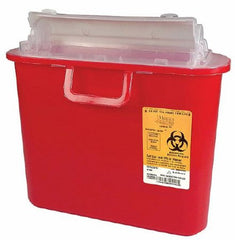 Medegen Medical Products LLC Sharps Container Sharps-Tainer® 10-1/2 X 3-1/2 X 10-1/2 Inch 5.4 Quart Red Base / Translucent Lid Horizontal Entry Rotating Lid