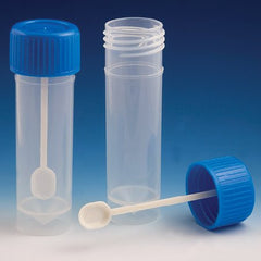 Globe Scientific Stool Specimen Container 25 X 90 mm Polypropylene 30 mL (1 oz.) Screw Cap with Sampling Device Unprinted NonSterile