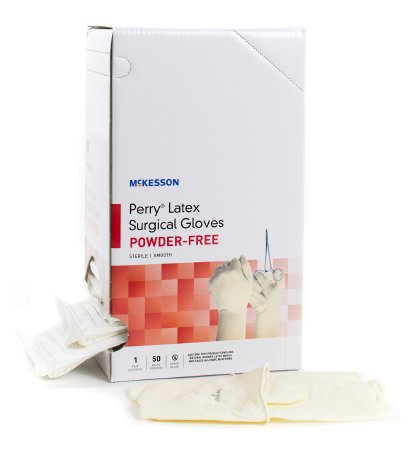 Surgical Glove McKesson Perry® Performance Plus Size 5.5 Sterile Pair Latex Extended Cuff Length Smooth Cream Not Chemo Approved - M-1044703-3695 - Box of 50