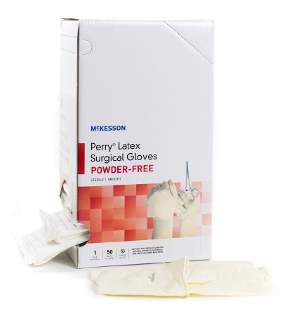Surgical Glove McKesson Perry® Performance Plus Size 6 Sterile Pair Latex Extended Cuff Length Smooth Cream Not Chemo Approved - M-1044704-2816 - Case of 200