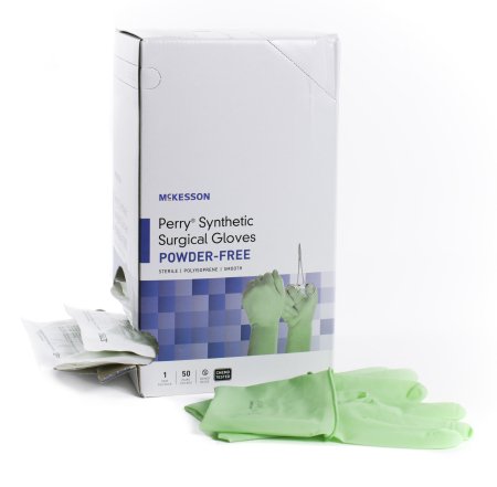 Surgical Glove McKesson Perry® Size 7 Sterile Pair Polyisoprene Extended Cuff Length Smooth Green Chemo Tested - M-1044722-3345 - Case of 200