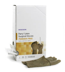 Surgical Glove McKesson Perry® Size 5.5 Sterile Pair Latex Extended Cuff Length Smooth Brown Not Chemo Approved - M-1044727-3772 - Case of 200