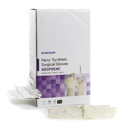 Surgical Glove McKesson Perry® Synthetic Surgical Gloves Size 6.5 Sterile Pair Polychloroprene Extended Cuff Length Smooth Cream Chemo Tested - M-1044745-2403 - Box of 50