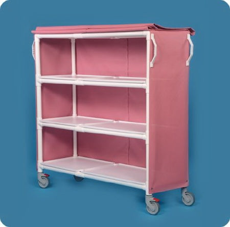 IPU Linen Cart with Cover 3 Shelves PVC 5 Heavy Duty Casters, 2 Locking - M-1044782-3259 - Each