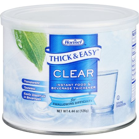 Hormel Food Sales Food and Beverage Thickener Thick & Easy® 4.4 oz. Canister Unflavored Powder Consistency Varies By Preparation