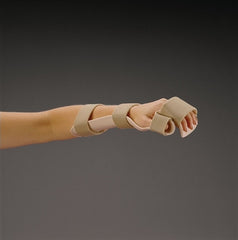 Patterson Medical Supply Resting Pan Mitt Hand / Wrist Splint with Strapping Rolyan® Preformed Thermoplastic Left Hand White Large