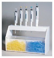 Fisher Scientific Pipetter Stand Workstation Fisherbrand™ 6.62 X 9.5 X 16.37 Inch, White For Six Pipettors, Two Bins of Tips