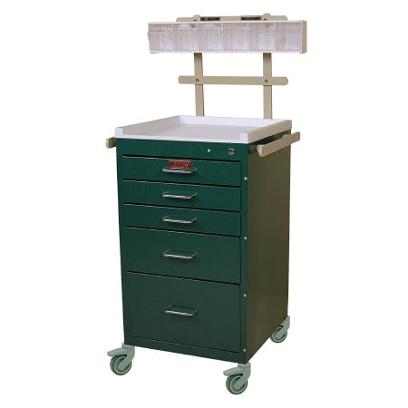 Harloff Anesthesia Cart Mini Line 19.8 X 21.25 X 49.7 Inch Hammertone Gray (3)-3 Inch, (1)-6 Inch, (1)-9 Inch Drawer Configuration, 12.6 X 16.75 Inch Internal Drawer