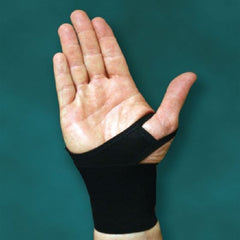 Patterson Medical Supply Wrist Support with Thumb Loop AmbiBand Low Profile Elastic Left or Right Hand Black One Size Fits Most