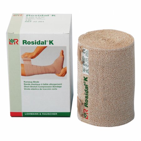 Patterson Medical Supply Compression Bandage Rosidal® K 1-1/2 Inch X 5-1/2 Yard High Compression Clip Detached Closure Tan NonSterile