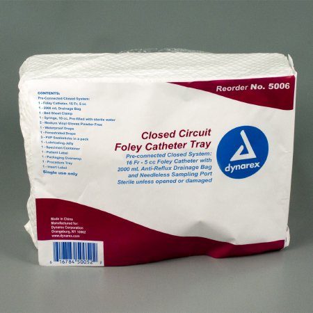 Dynarex Closed Circuit Catheter Tray Dynarex® Foley 16 Fr. 5 cc Balloon