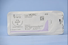 Suture with Needle Coated Vicryl Absorbable Coated Violet Suture Braided Polyglactin 910 Size 0 36 Inch Suture 1-Needle 36.4 mm Length 1/2 Circle Taper Point Cutting Needle