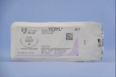 Suture with Needle Coated Vicryl Absorbable Coated Violet Suture Braided Polyglactin 910 Size 2 - 0 36 Inch Suture 1-Needle 36.4 mm Length 1/2 Circle Taper Point Cutting Needle