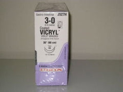 Suture with Needle Coated Vicryl Absorbable Coated Violet Suture Braided Polyglactin 910 Size 3 - 0 36 Inch Suture Double-Armed 26 mm Length 1/2 Circle Taper Point Needle