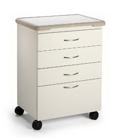 Midmark Mobile Treatment Cabinet 18 X 29 X 33 Inch Pebble Gray 4 Inch 3 Drawers, 8 Inch One Drawer