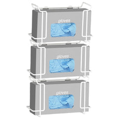 R & B Wire Products Glove Box Holder Horizontal Mounted 3-Box Capacity White 4-1/4 X 10-1/2 X 20-1/4 Inch Powder-Coated Steel