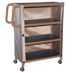 MJM International Linen Cart with Cover Wood Tone 3 Shelves 100 lbs. per Shelf Weight Capacity PVC 3 Inch Twin Casters - M-1049179-3108 - Each