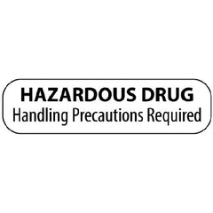 Precision Dynamics Pre-Printed Label MedVision® Warning Label White Paper Hazardous Drug Hanndling Presacutions Required Black Biohazard 3/8 X 1-7/16 Inch - M-1049673-3488 - Each