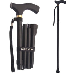 Mabis Healthcare Folding Cane Switch Sticks® Aluminum 32 to 37 Inch Height Black