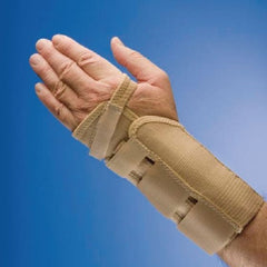 Patterson Medical Supply Wrist Brace Rolyan® AlignRite™ Enlarged Cotton / Metal / Rubber Left Hand Beige Short