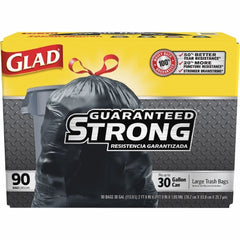 RJ Schinner Co Trash Bag Glad® 30 gal. Black LLDPE 1.05 Mil. 30 X 33 Inch Flat Pack - M-1050830-1672 - Case of 90