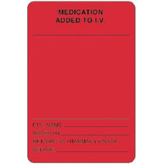 Precision Dynamics Pre-Printed Label Anesthesia Label Red Paper Medication to IV Black Medication Instruction 2 X 3 Inch - M-1051016-4321 - Roll of 500
