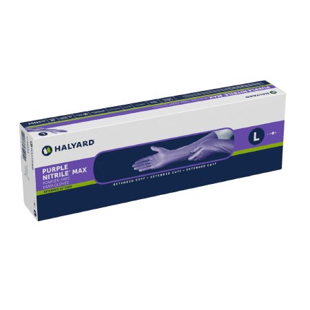 O&M Halyard Inc Exam Glove Purple Nitrile Max™ Large NonSterile Nitrile Extended Cuff Length Fully Textured Purple Not Chemo Approved - M-1051225-2393 - Case of 400