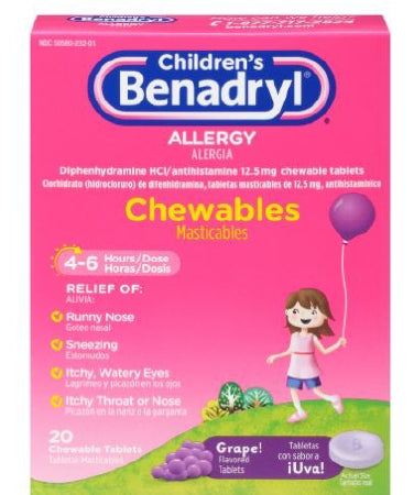 J & J Sales Itch Relief Children's Benadryl® 12.5 mg Strength Tablet 20 per Bottle Bottle