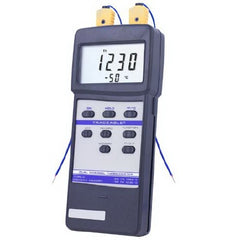Cole-Parmer Inst. Digital Thermometer Traceable® Dual Channel Fahrenheit / Celsius -50° to 1999°F (-50° to 1230°C) Type K Beaded Probe Handheld Battery Operated