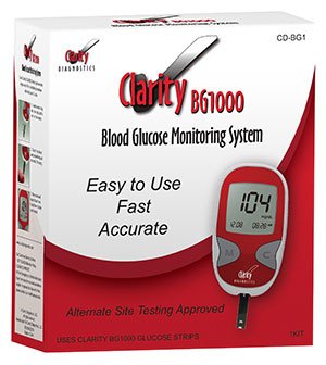 Clarity Diagnostics Blood Glucose Meter Stores Up To 300 Results with Date and Time No Coding Required