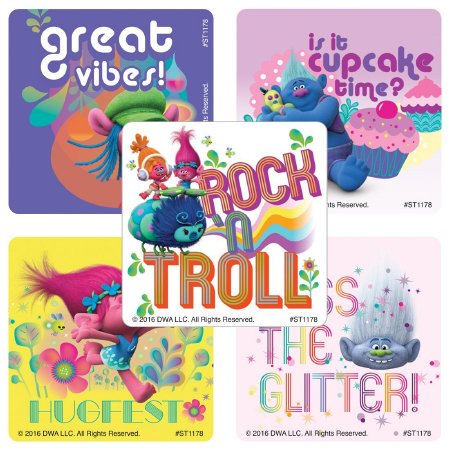 SmileMakers Disney® 100 per Unit DreamWorks Trolls Sticker 2.5 Inch