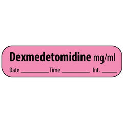 Precision Dynamics Drug Label MedVision® Anesthesia Label Dexmedetomidine mg/mL Date_Time_Int Fluorescent Pink 3/8 X 1-7/16 Inch - M-1054146-2797 - Roll of 1