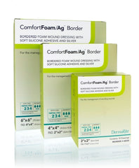 DermaRite Industries Silver Foam Dressing ComfortFoam/Ag™ Border 4 X 4 Inch Square Sterile