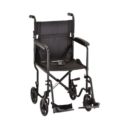 Nova Ortho-Med Transport Chair Steel Frame 300 lbs. Weight Capacity Full Length / Fixed Height Arm Black Upholstery