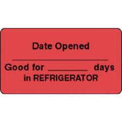 Precision Dynamics Pre-Printed / Write On Label Communication Fill In Red Paper Date Opened-good For-days In Refrigerator Black Quality Control Label 7/8 X 1-1/8 Inch - M-1055784-3145 - Roll of 1
